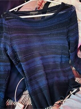 rag & bone Navy and Indigo Open-Knit Scoop Neck Sweater